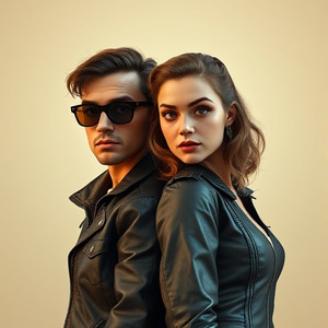 Wild 50s Teenage Couple Wearing Leather Thumb